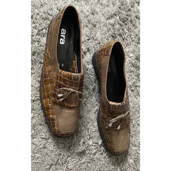 ARA Naturform Slip-On Comfort Shoe Brown/Green Croco Embossed US 7.5 G - Picture 3 of 12